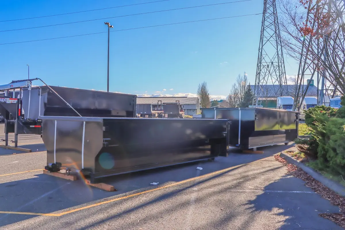 Roll-off dumpster ready for waste disposal at job site for Construction Dumpster Rental in Mount Clemens